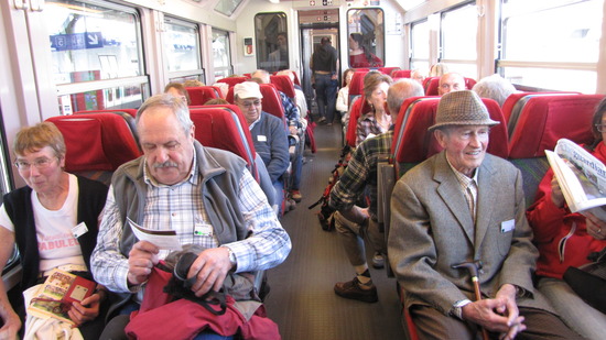 Dans le train qui mène à Chamonix.